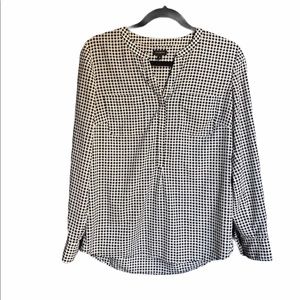 Talbots Blouse/Shirt Size-M Black and White/Gray.